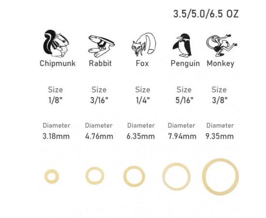 Резинки для Брекетов 1/4\" (6.4 mm) 5.0 Oz Medium, 100 шт Эластики 9010-6636 фото