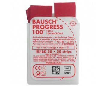 Bausch, BK58 100 мкм. (50 листов), бумага артикуляционная прямая красная 3810-2532 фото